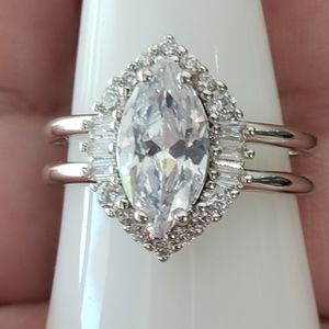 *BP #3381 Diamond Zirconia on Rhodium Plated Size 8 Ring BRAND NEW